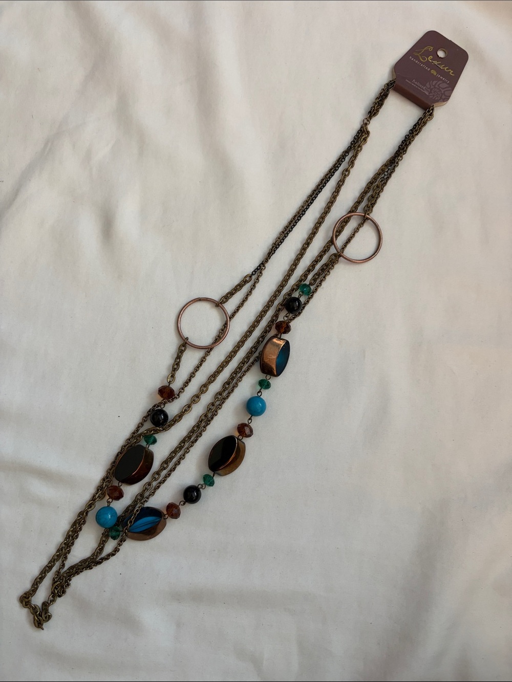 Lexur by Kultura - Boho Beaded Necklace - Turquoise & Copper